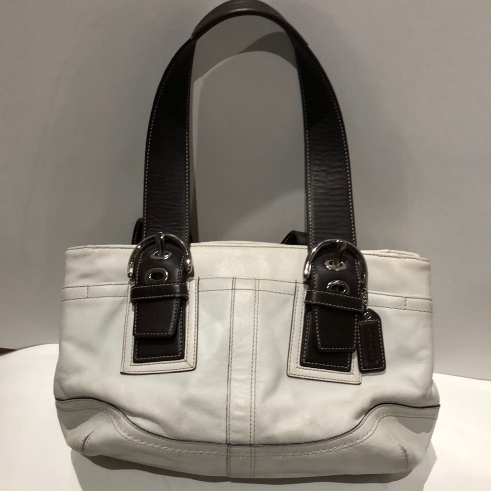 Coach white and brown handbag